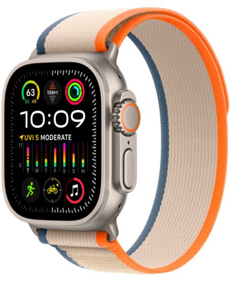 Apple Watch Ultra 2 GPS + Cellular, 49 мм, корпус из титана, ремешок Trail оранжевого цвета - S/M-M/L