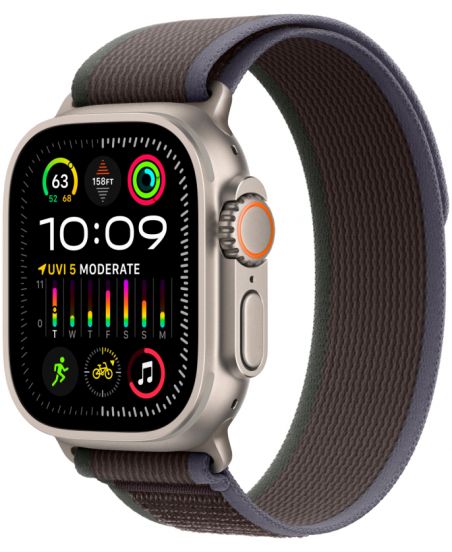 Apple Watch Ultra 2 GPS + Cellular, 49 мм, корпус из титана, ремешок Trail синего/черного цвета - S/M-M/L