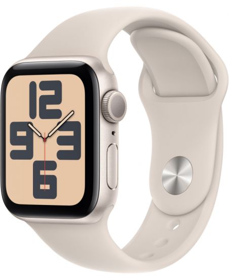Apple Watch SE 2023, 40 мм, корпус из алюминия цвета сияющая звезда, спортивный ремешок цвета сияющая звезда, GPS + Cellular