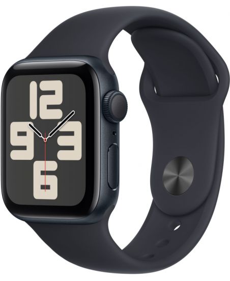 Apple Watch SE 2023, 40 мм, корпус из алюминия цвета тёмная ночь, спортивный ремешок цвета тёмная ночь, GPS + Cellular
