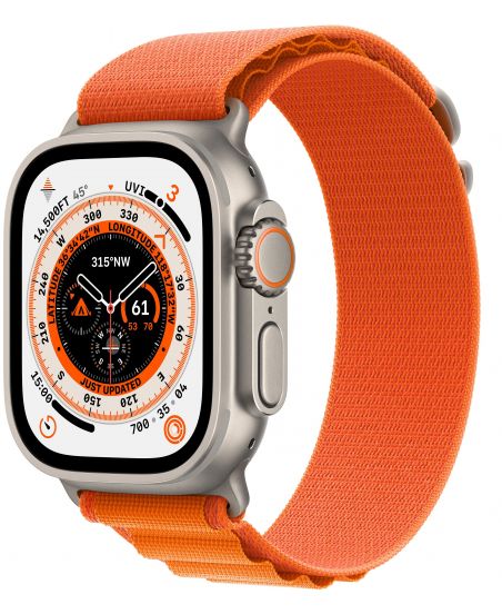 Apple Watch Ultra GPS + Cellular, 49 мм, корпус из титана, ремешок Alpine оранжевого цвета, размер S,M,L