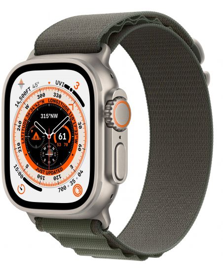 Apple Watch Ultra GPS + Cellular, 49 мм, корпус из титана, ремешок Alpine зеленого цвета, размер S,M,L