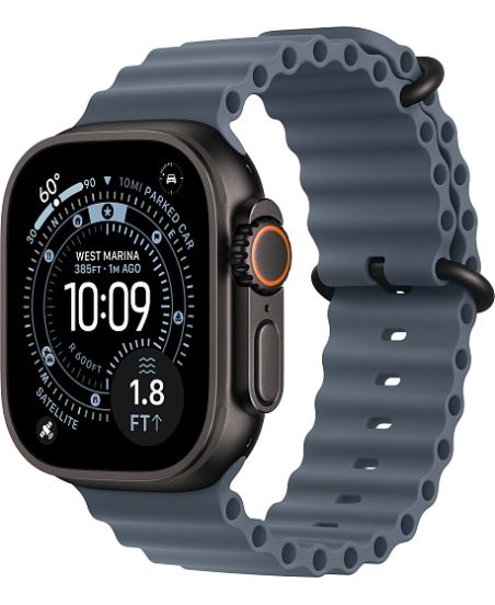 Apple Watch Ultra 3, Black Titanium Case with Anchor Blue Ocean Band