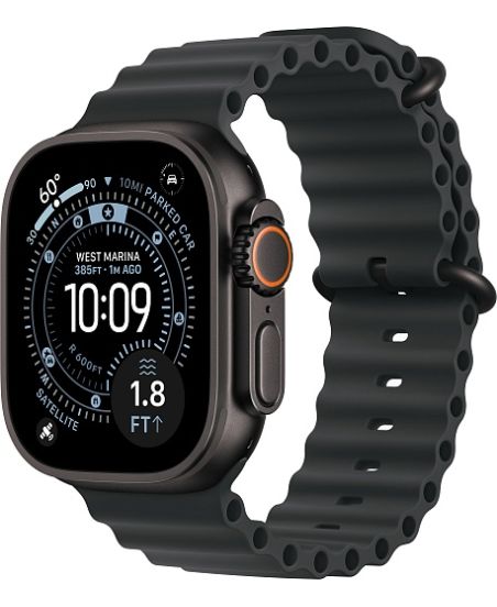 Apple Watch Ultra 3, Black Titanium Case with Black Ocean Band