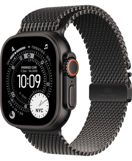  Apple Watch Ultra 3, Black Titanium Case with Black Titanium Milanese Loop