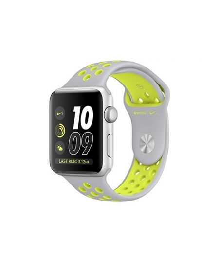 Apple Watch Nike+ 42 мм, корпус из серебристого алюминия, спортивный ремешок Nike цвета «листовое серебро/салатовый»